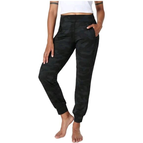 Sweaty Betty Garudasana Black Camo Yoga Athletic Pants Size M - Picture 1 of 9